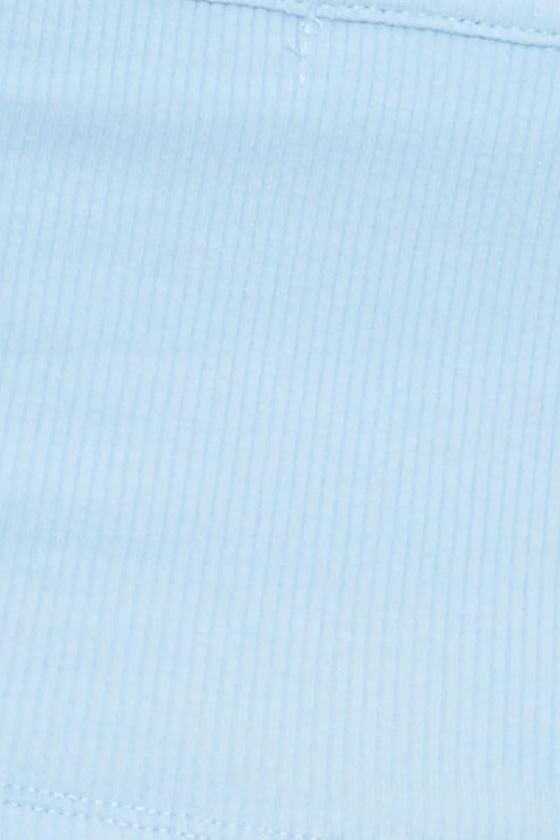 Blue Ribbed Halter Neck Top