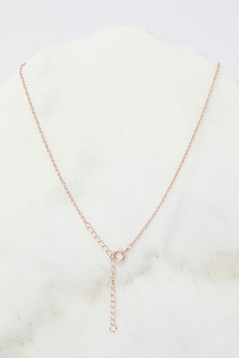 Pink Rhinestone Beads Pendent Necklace