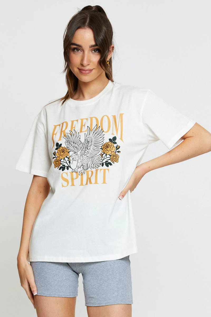 White Graphic T Shirt Short Sleeve