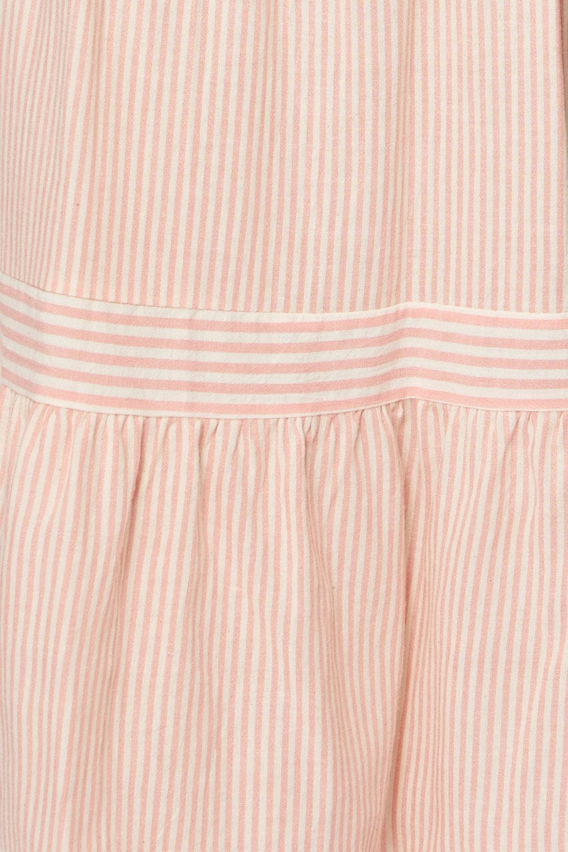 Stripe Midi Dress V Neck