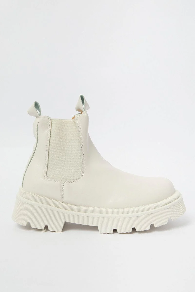White Chunky Sole Boots