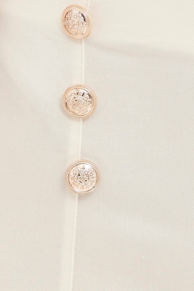 White Shorts High Rise Button Through