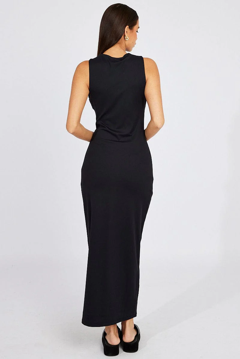 Black Supersoft Bodycon Dress Maxi