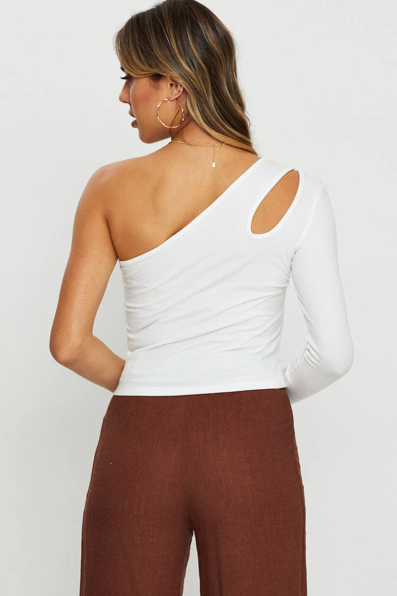 White Cut Out Top Long Sleeve