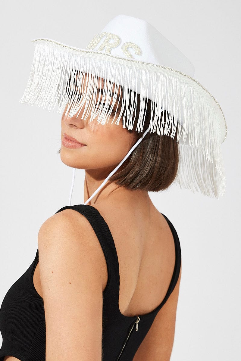 White MRS Hat With Tassel