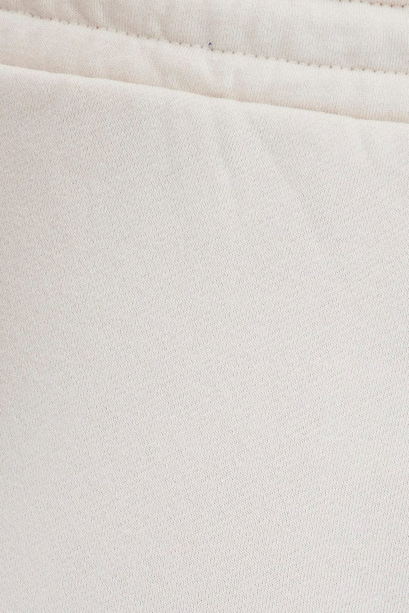 Beige Track Pants High Rise Jogger