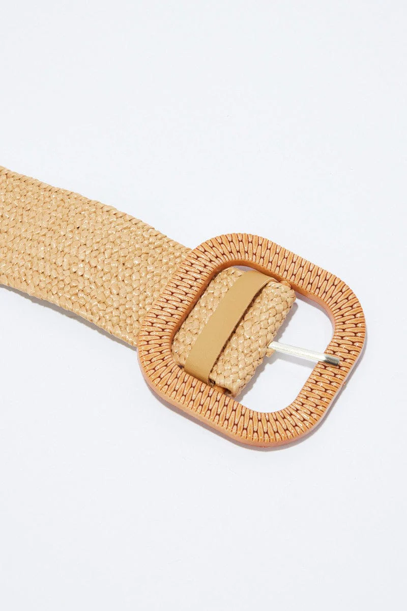 Beige Woven Crochet Belt