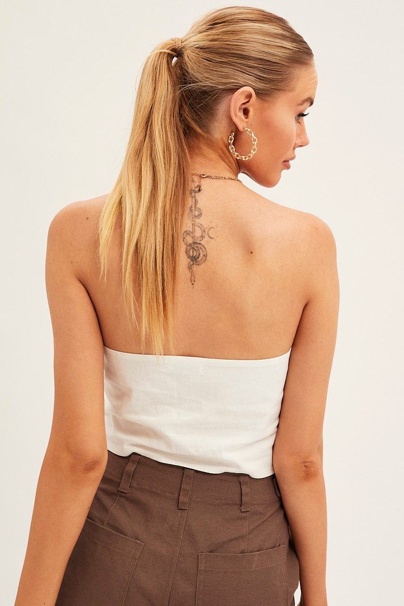 White Front Tie Corset Top