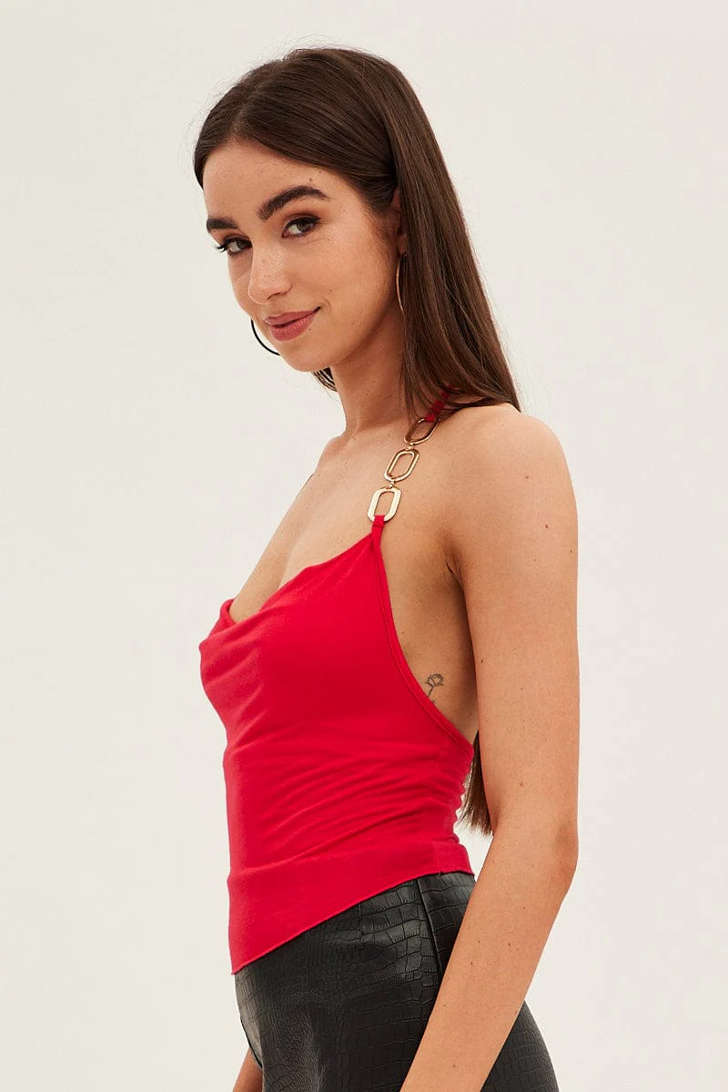 Red Halter Top Jersey