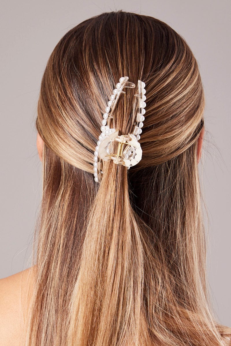 White Pearl Claw Clip