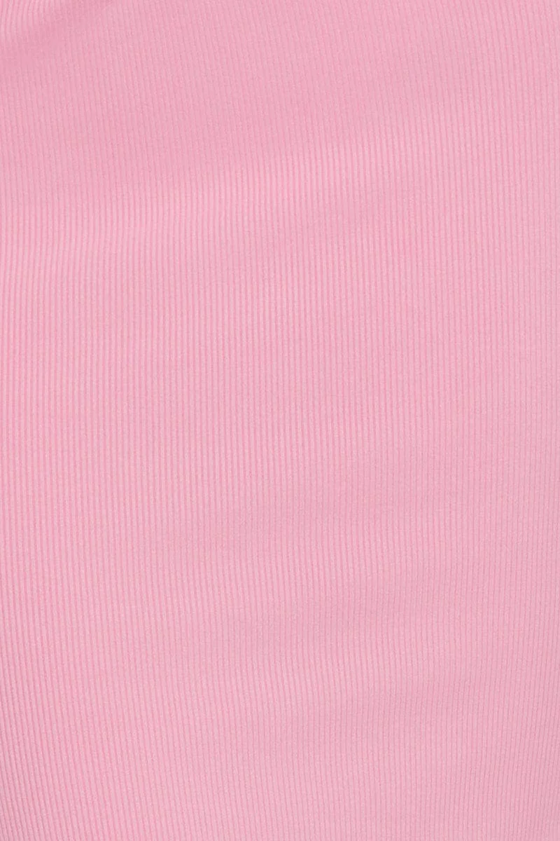 Pink Midi Skirt Rig Detailed Ribbed Jersey