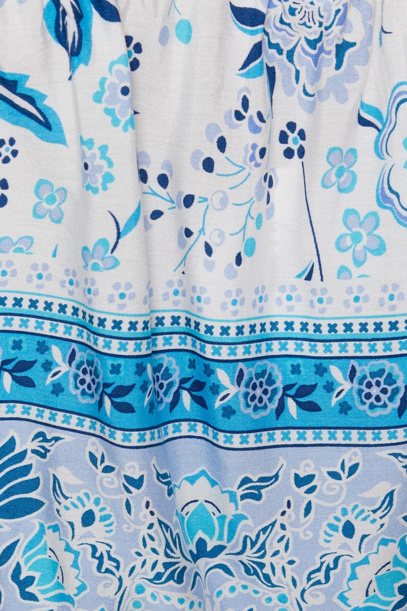 Boho Print Wrap Top Off Shoulder Tie Up Crop