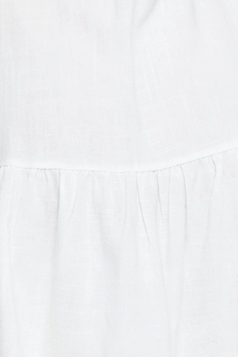 White Mini Dress V Neck