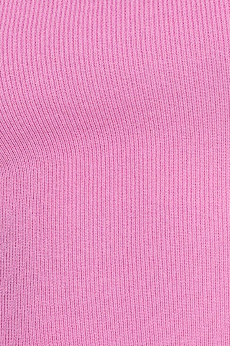 Pink Knit Top Sleeveless Crop Halter