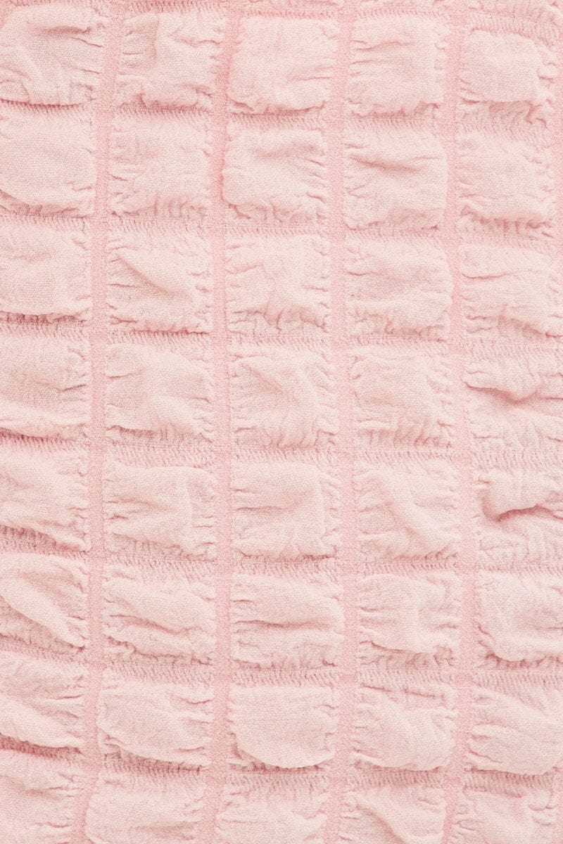 Pink Textured Mini Skirt