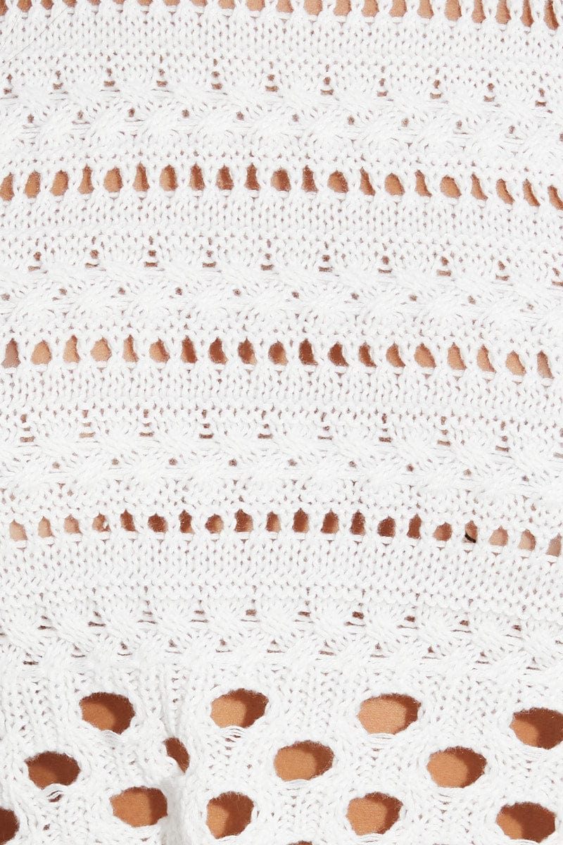 White Crochet Knit Halter Neck Crop