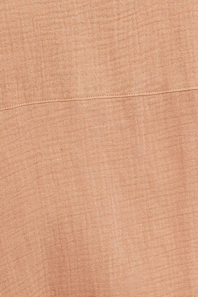 Brown Oversized Shirt Long sleeve Collared Neck