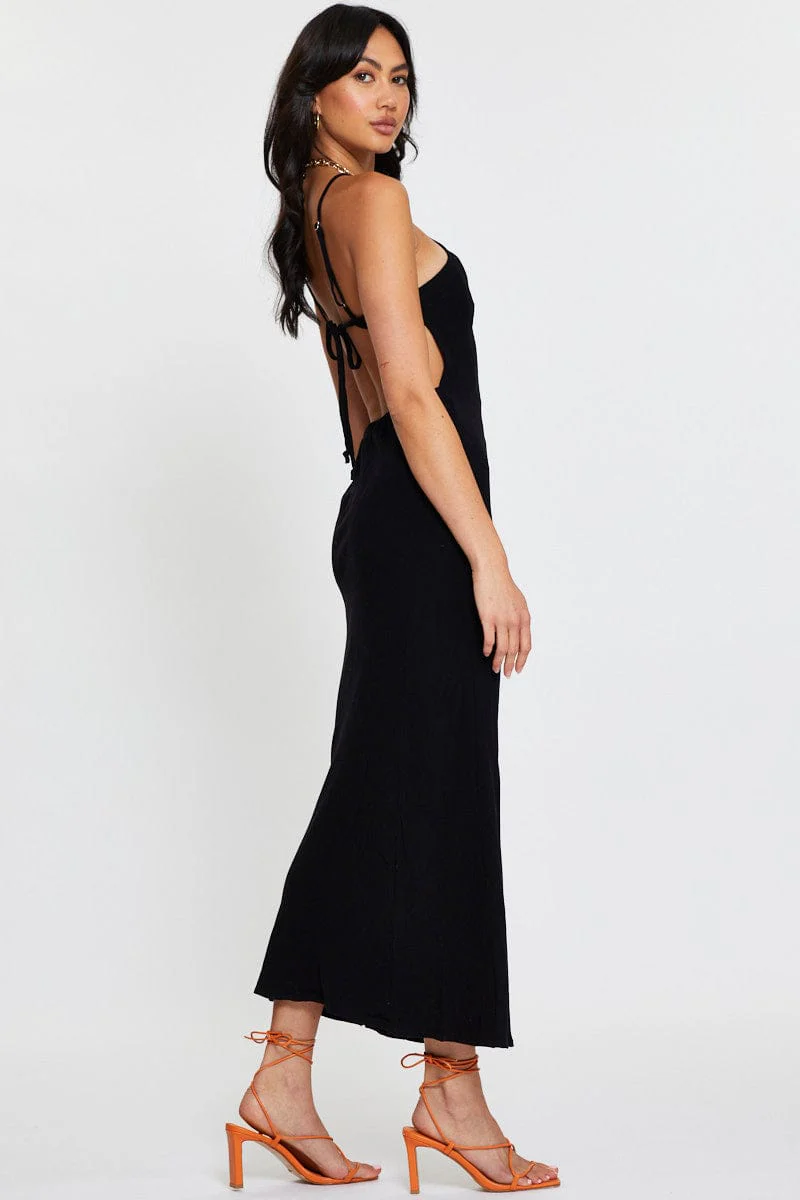 Black Maxi Dress Sleeveless Racer Neck