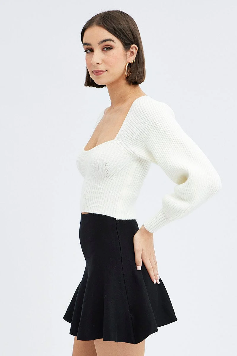Black Flare Mini Skirt Knit
