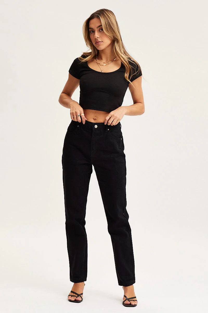 Black High Rise Mom Jeans