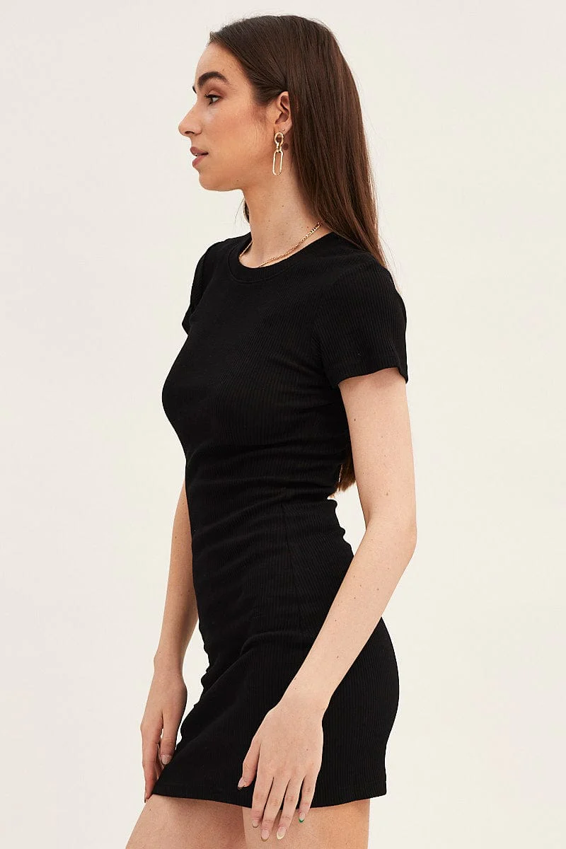 Black Dress Short Sleeve Crew Neck