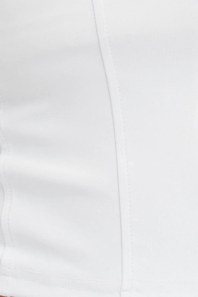 White Zip Up Top Side Ruched