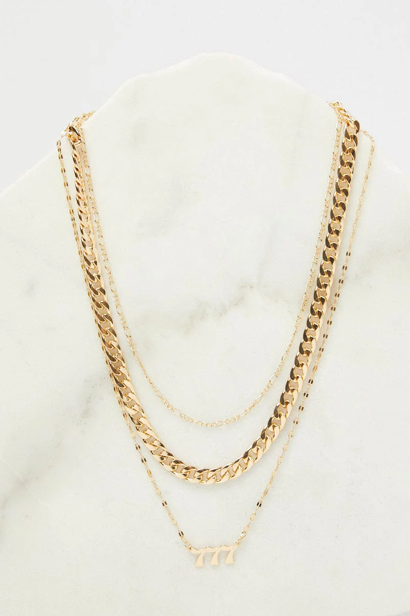 Gold 777 Number Layered Necklace