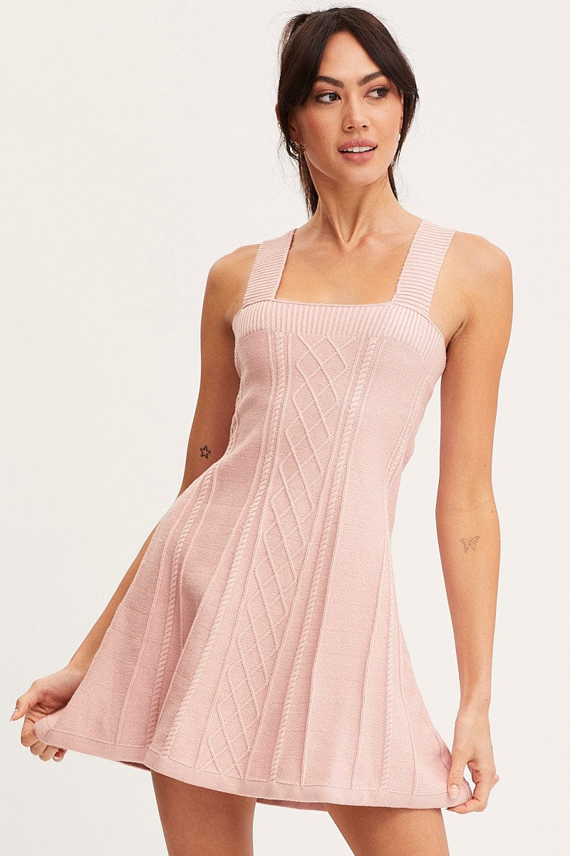Pink Dress Sleeveless Mini Knit