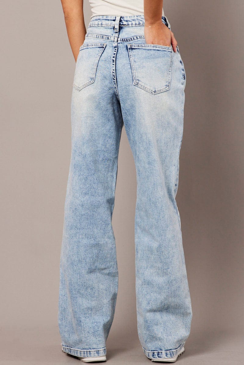 Denim Straight Jean High Rise Acid Wash