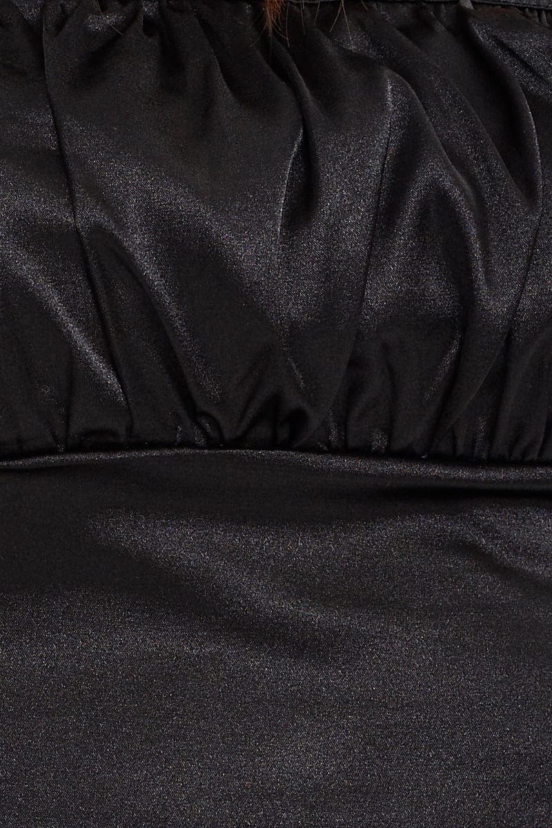 Black Satin Scarf Halter Cami