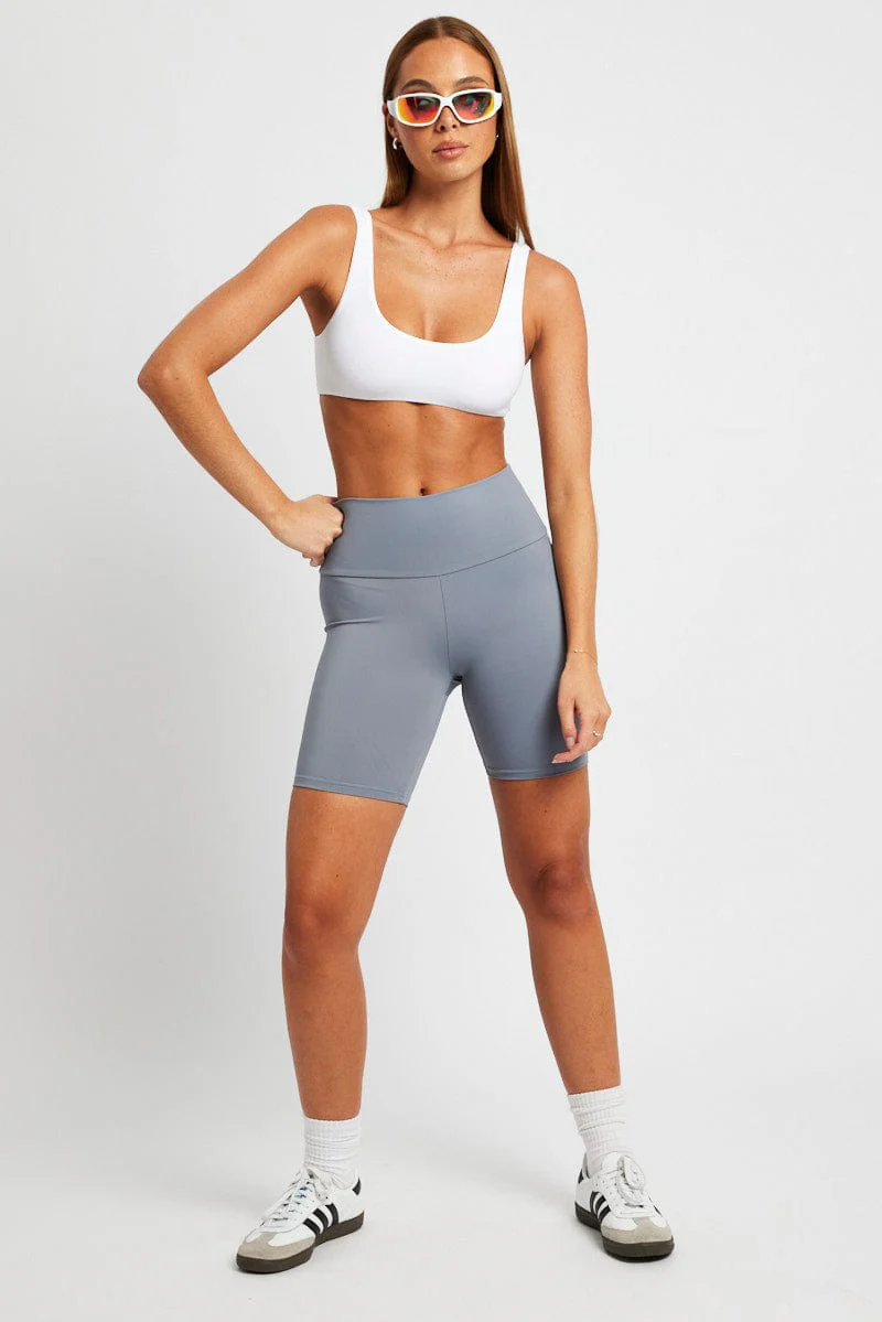 Grey Bike Shorts High Waisted