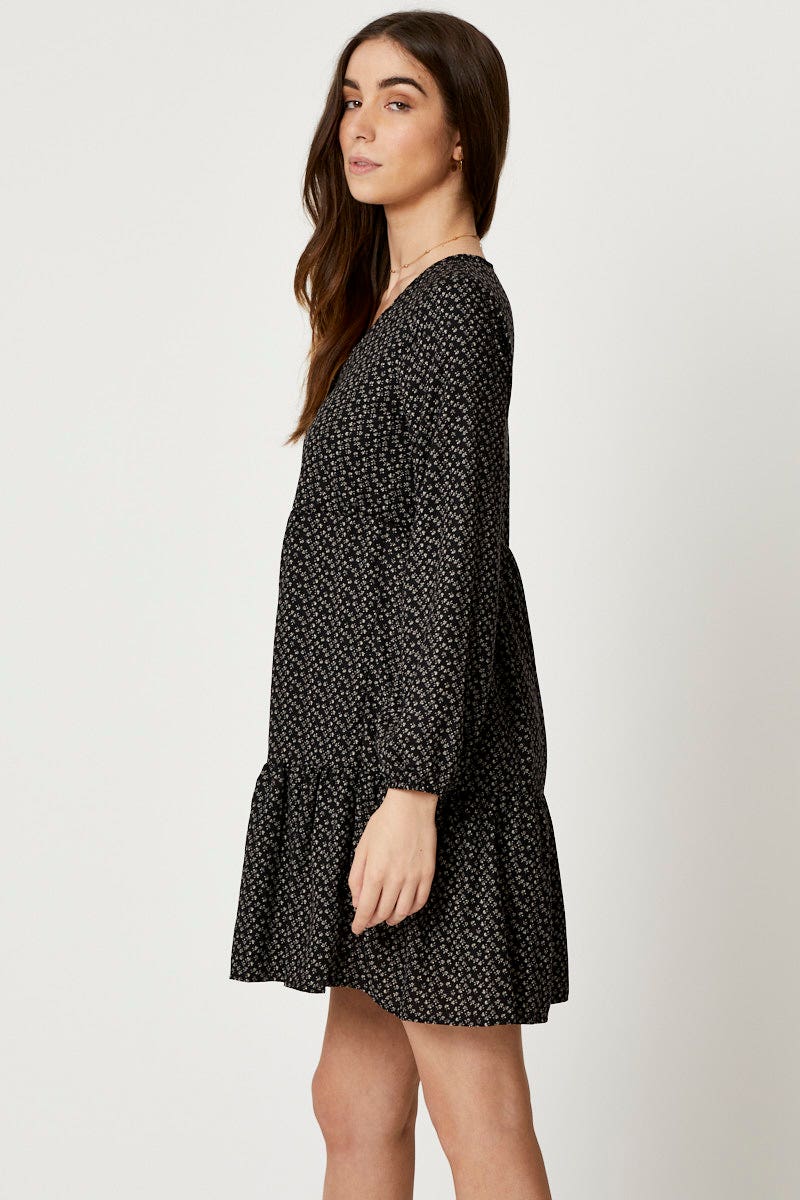 Print Mini Dress Long Sleeve