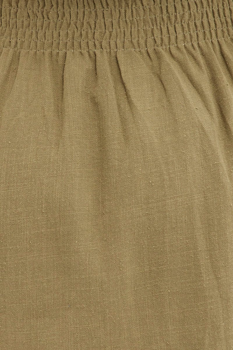 Green Midi Dress Short Sleeve V Neck