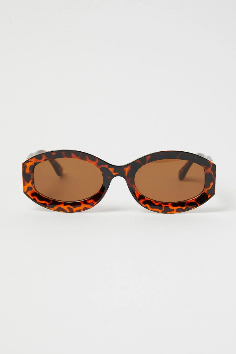 Brown Fashion Sunglasses Gold Hardwear Detail
