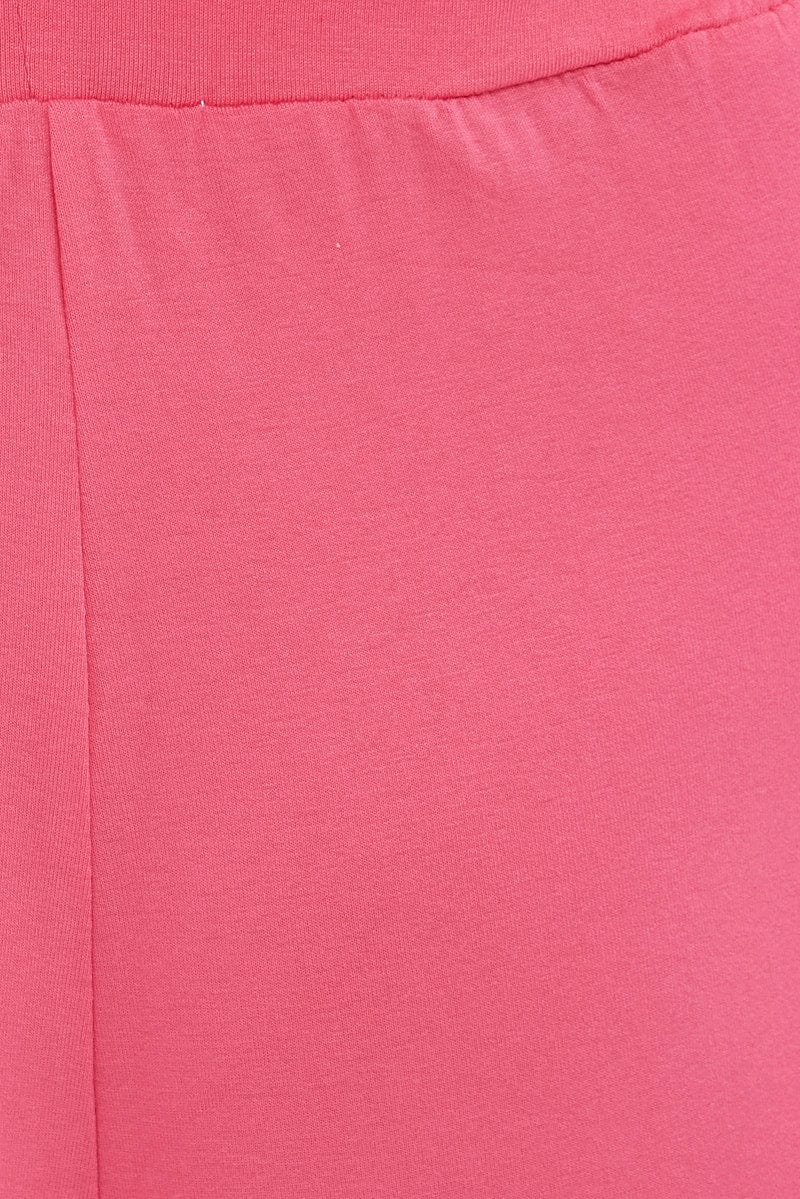 Hot Pink Wide Leg Pants High Rise Front Split