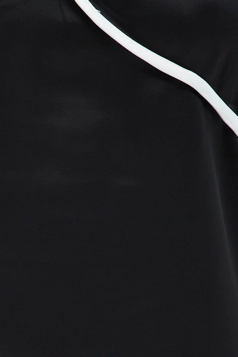 Black Contrast Cami Sleeveless V Neck Relaxed