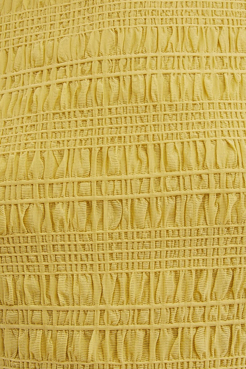 Green Mesh T-Shirt Gathered Texture Detail Short Sleeve