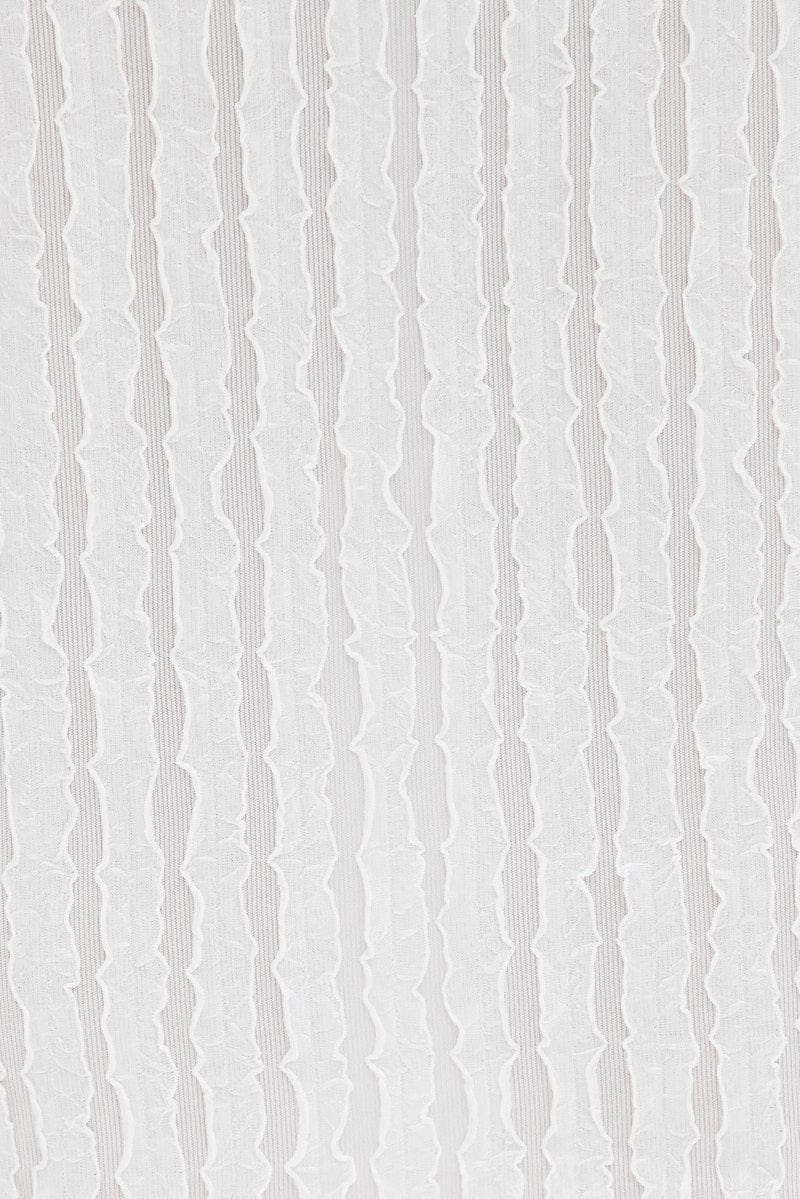 White Textured Midi Skirt