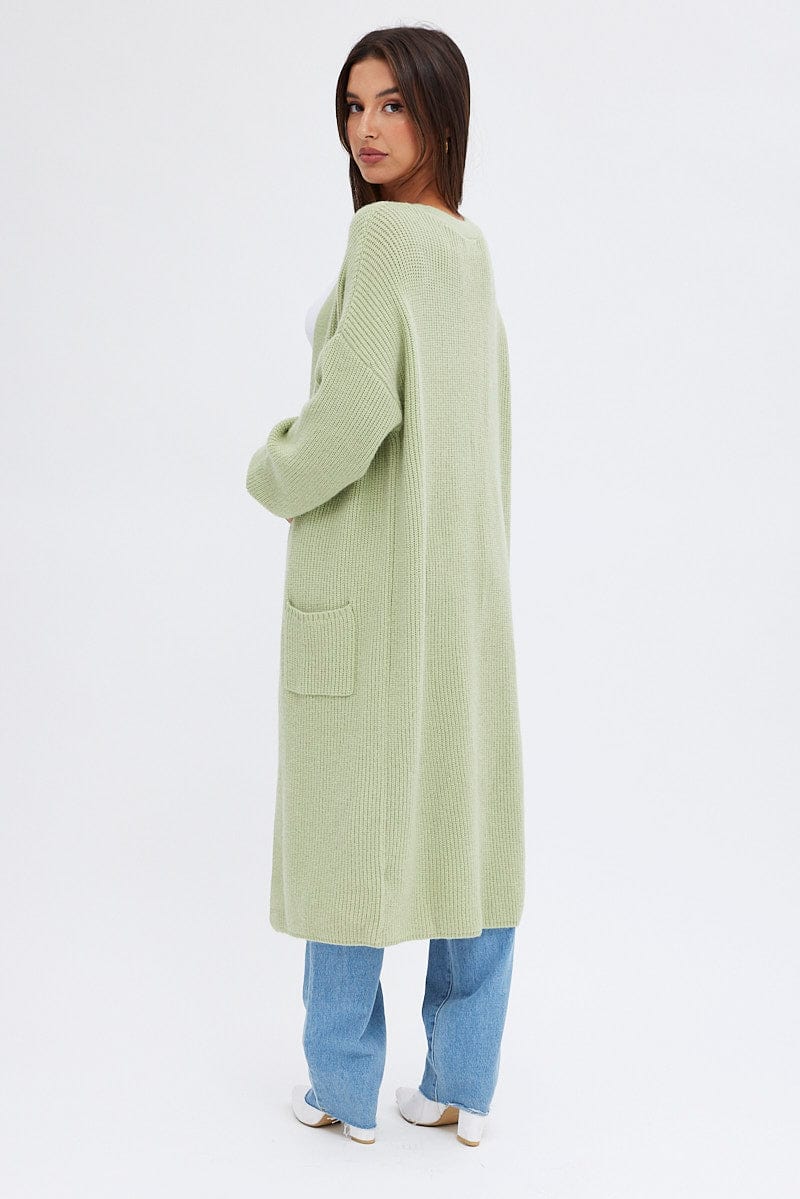 Green Longline Cardigan