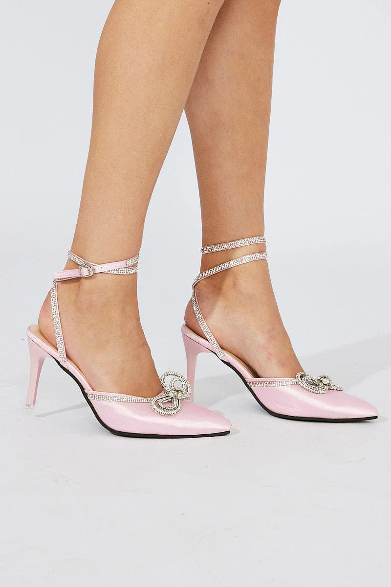 Pink Glimmer Strappy Heeled Sandals