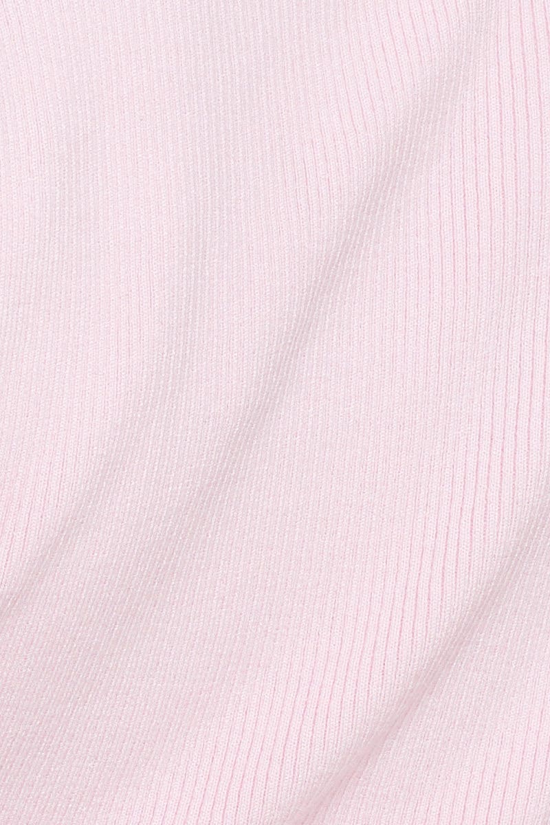 Pink Knit Top Short Sleeve Cut Out