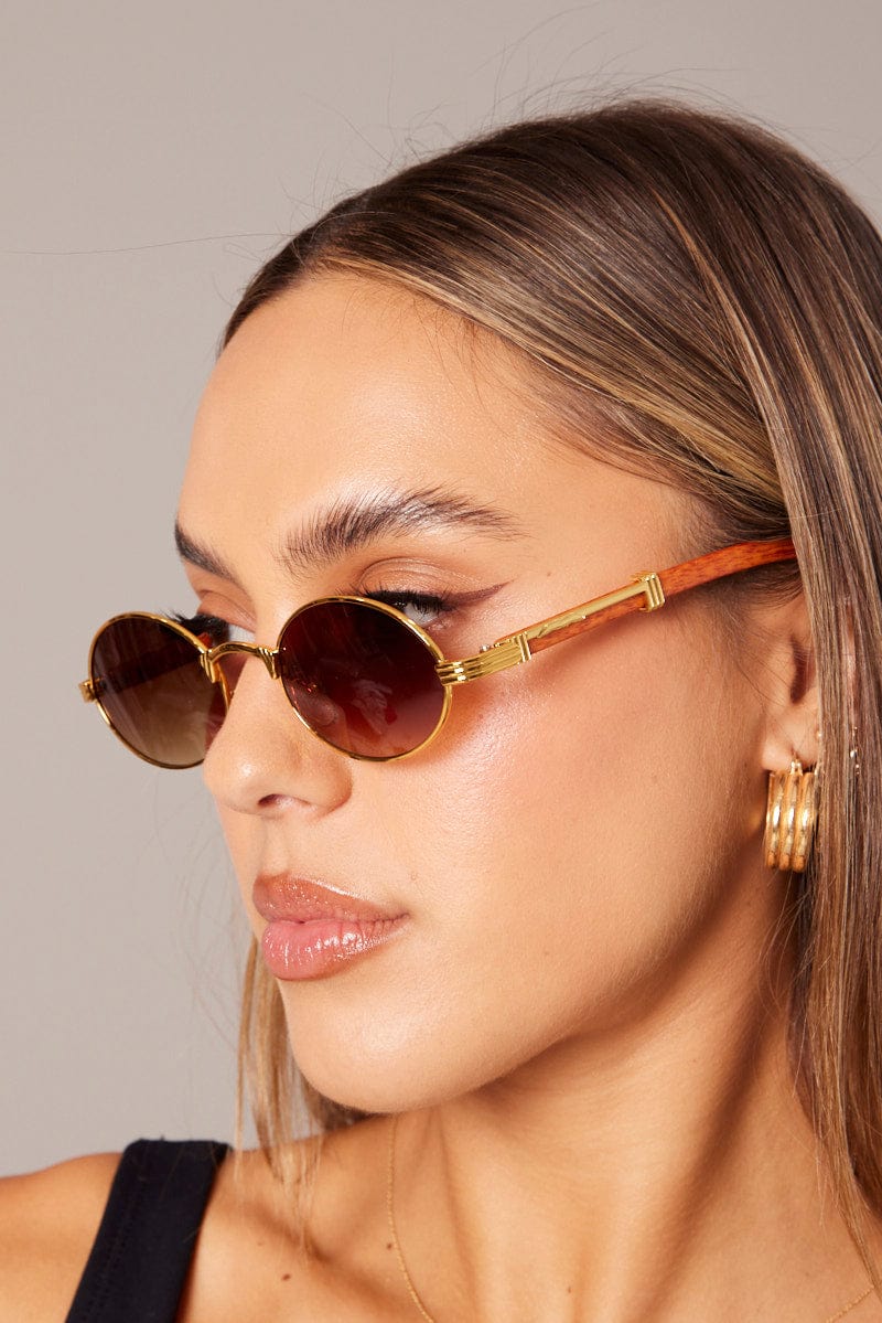 Brown Oval Sunglasses