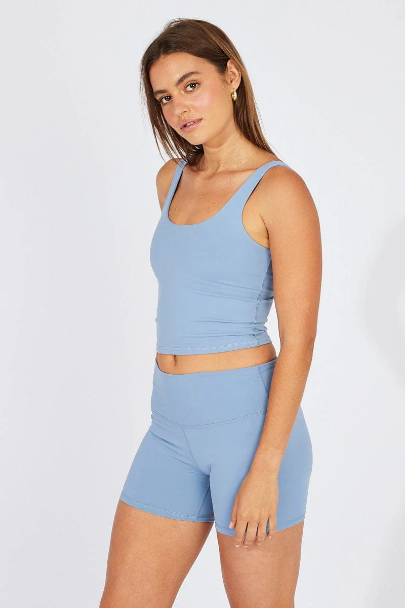 Blue Tank Top Scoop Neck