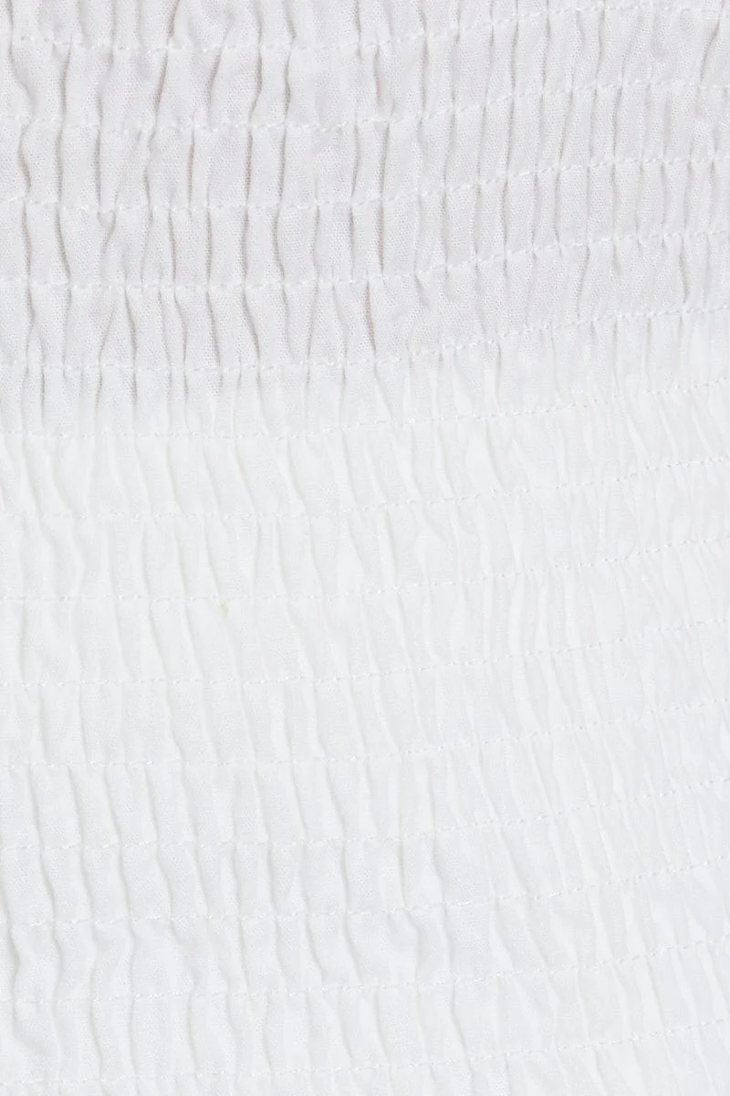 White Tie Strap Scoop Neck Gathered Singlet