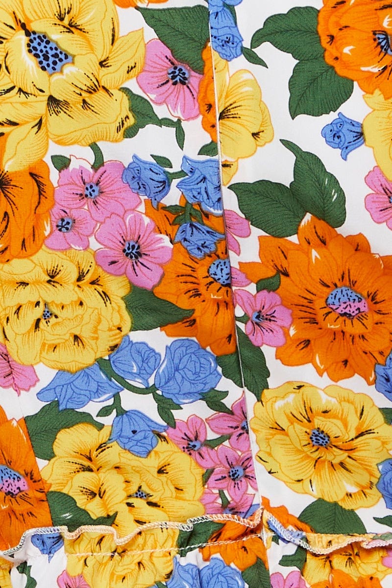 Print Fit And Flare Dress Short Sleeve V Neck