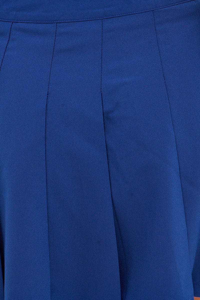 Blue Mini Skirt Skater Pleated Tennis
