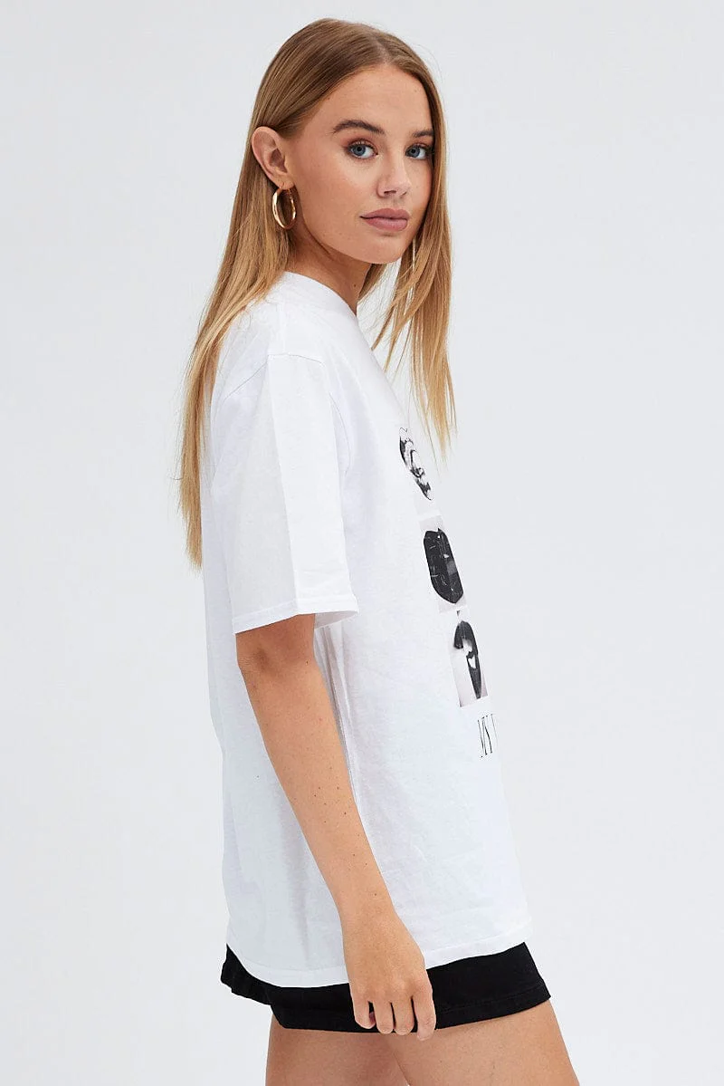 White Graphic Tee Short Sleeve