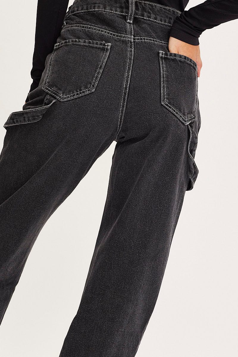 Black Carpenter Denim Jeans High Rise