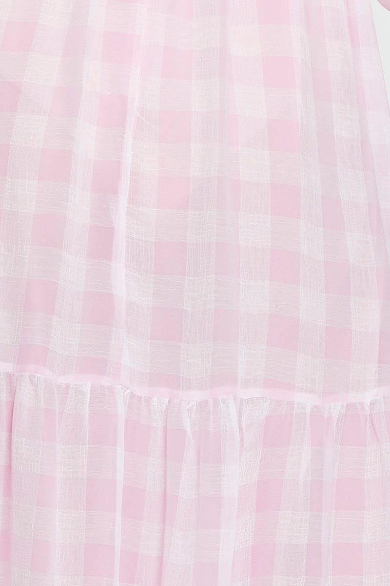 Check Dress Long Sleeve Maxi