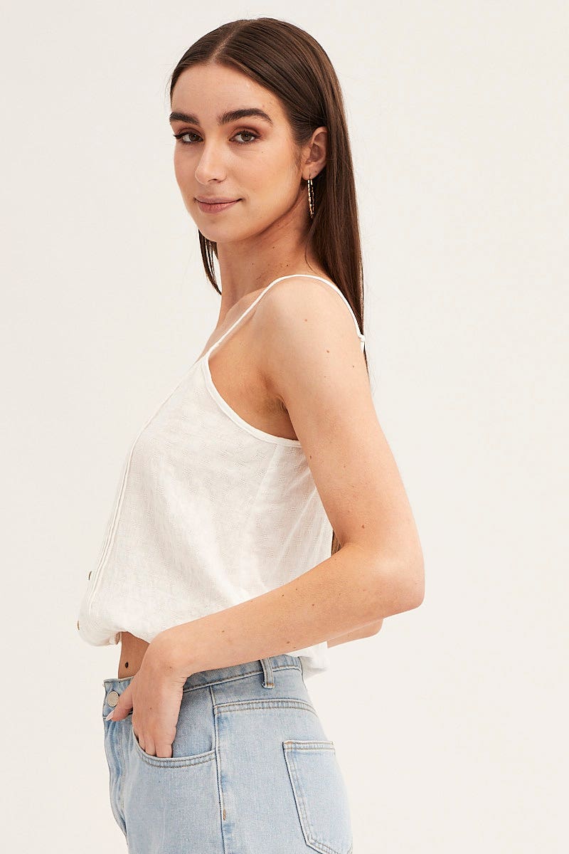White Lace Cami Button Front